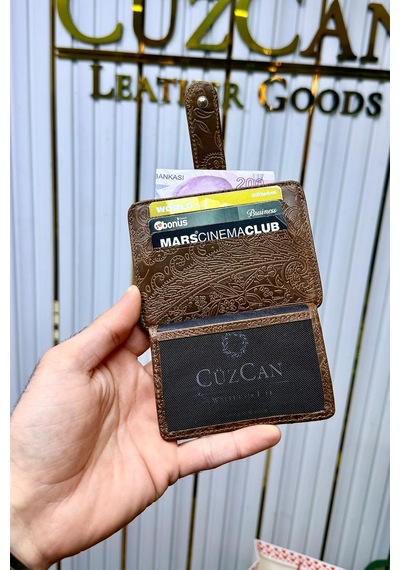 Cüzcan Jorvik Patlı Hakiki Deri Premium Kartlık Kişiye Özel İsim Baskılı Taba Motifli