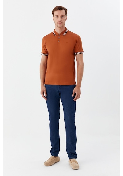 Düğmeli Polo Yaka Erkek T-shirt Kiremit