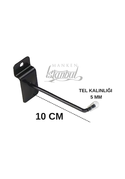 Pano Kancası Koruma Siyah Kauçuklu Kanallı 10 Cm Deluxe - Ekstra Güçlü - Raf Askısı 85 Adet Siyah