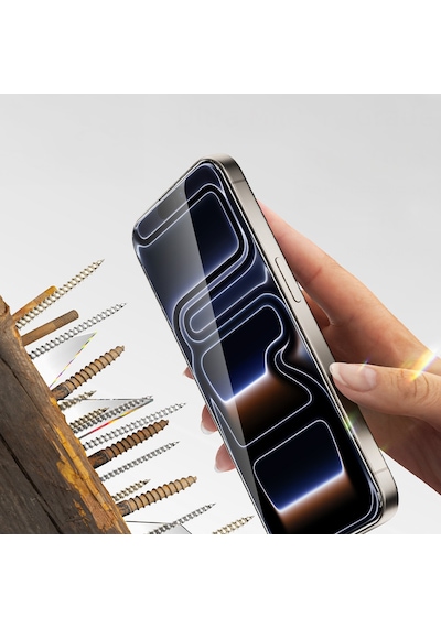 Apple Uyumlu   iPhone 17 Pro Mbfx 2.5d Oliv Hd Temperli Cam Ekran Koruyucu + Kolay Uygulama Aparatı - Şeffaf