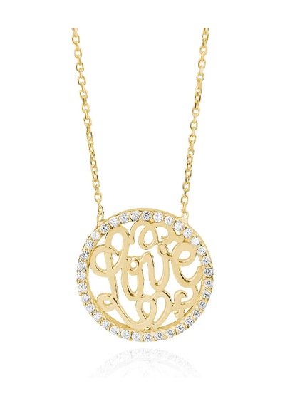 Emılıano Jewellery Silver 925 Ayar Zirkon Taşlı Yuvarlak Love Desenli Kolye Gold - Rose Gold - Gümüş Emılıano Jewellery Silver 925 Ayar Zirkon Taşlı Yuvarlak Love Desenli Kolye Gold - Rose Gold - Gümüş
