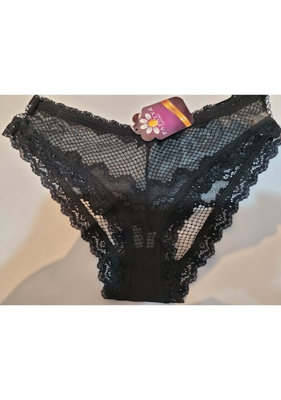 Papatya Dantel Detaylı Kadın Külot Slip V37 Siyah