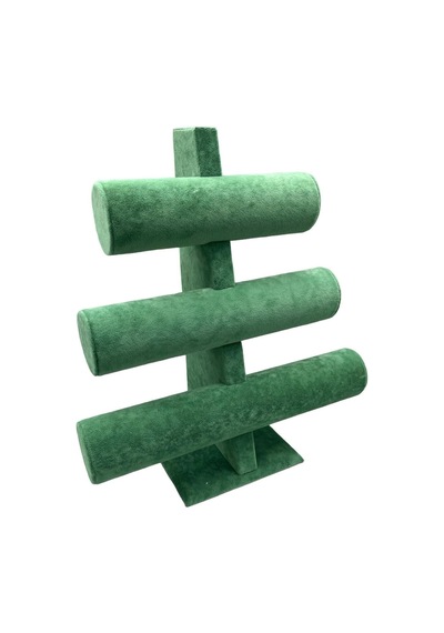 Yerli Üretim Süet Kumaş Yeşil Renk Üçlü 30/26cm Kademeli Bileklik-saat Sergileme Standı Çok Renkli