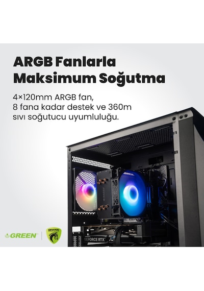 Green GRIFFIN G3 PLUS i5-14400f 16 GB 512 GB SSD RTX5060 Free Dos Oem Paket Masaüstü Oyuncu Bilgisayarı