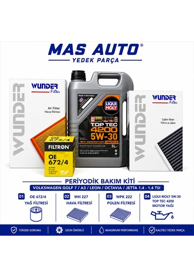 Volkswagen Golf 7 Audi A3 Seat Leon Skoda Octavia Jetta 1.4 Tsı Bakım Kiti Liqui Moly Top Tec 4200 5w30