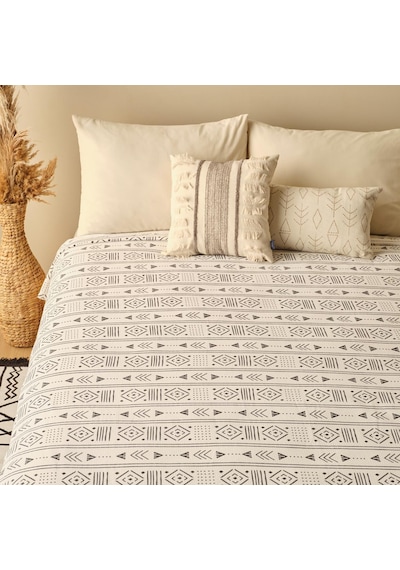 Bella Maison Anchal Pamuklu Çift Kişilik Baskılı Pike Antrasit 200 x 220 CM Antrasit