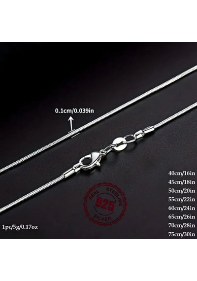Unisex Kolye Loft Unisex Kolye 925 Ayar Gümüş Kaplama Yılan Zincir Düz Şık Kolye