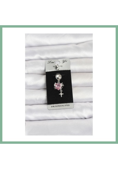 Bşkvirgo 316l Cerrahi Çelik Pembe Zirkon Taşlı Model Göbek Piercing Bsk2026