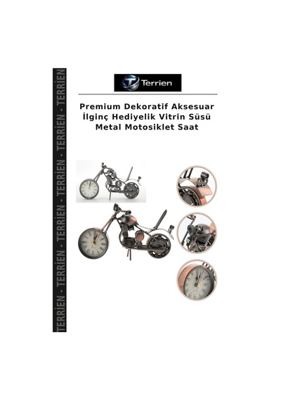 Premium Dekoratif Aksesuar İlginç Hediyelik Vitrin Süsü Metal Motosiklet Saat Çok Renkli