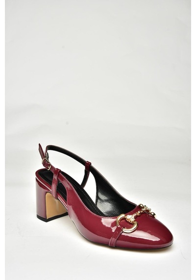 Fox Shoes U820295108 Bordo Rugan Kalın Topuklu Kadın Ayakkabı Bordo