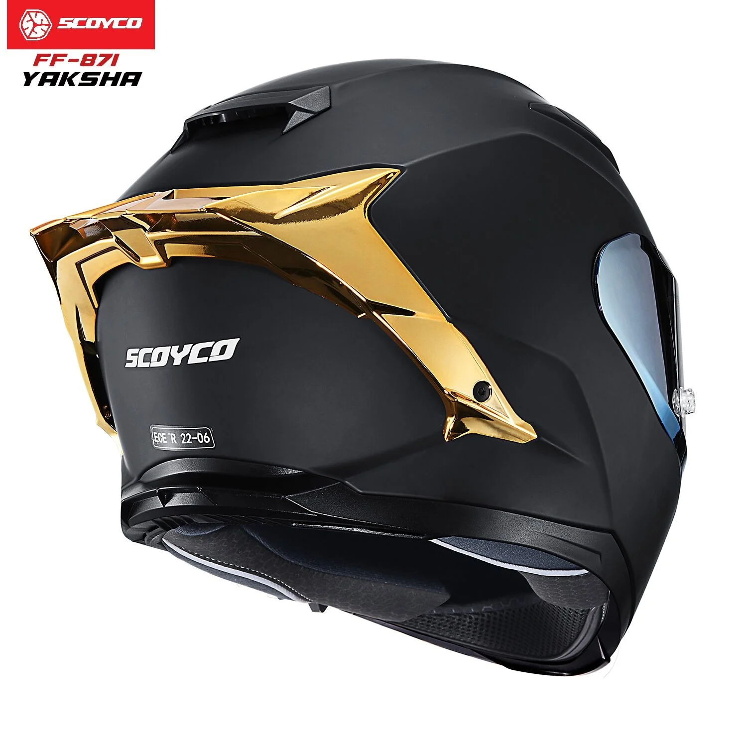 Scoyco 871 Yaksha Full Face Ece Onaylı Vizörlü Motosiklet Kaskı Mat Siyah