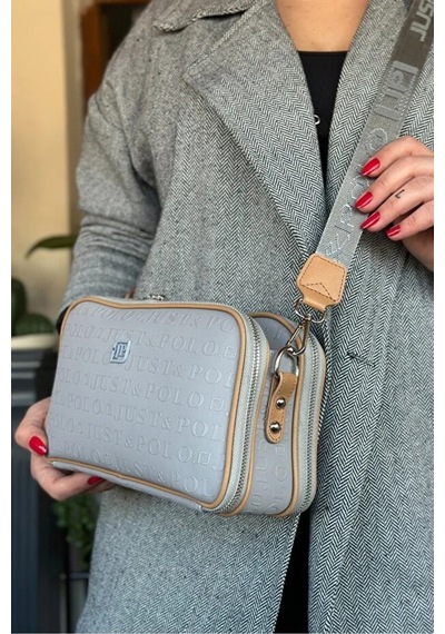 Just Polo Kadın Günlük Kullanıma Uygun Şık Omuz Çantası Ve Cüzdanı Kombin Shopper Gri