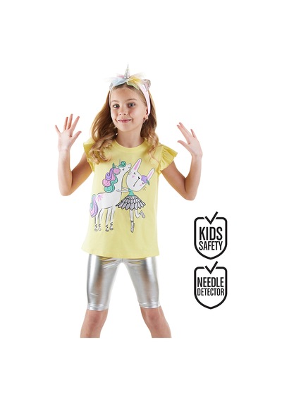 Unicorn Kız Çocuk T-shirt Metalik Tayt Takım