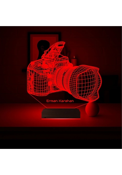 Luvivia Fotoğraf Makinesi Fotoğrafçı Hediye Kişiye Özel 3d Lamba - Masa Gece Lambası Şeffaf