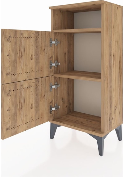 Arges Komodin Tek Raflı 2 Kapaklı 44x30x96 Çam-çam Çam