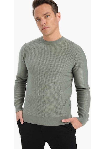 Defacto Standart Fit Bisiklet Yaka Triko Kazak C9618ax25augn826 Yeşil