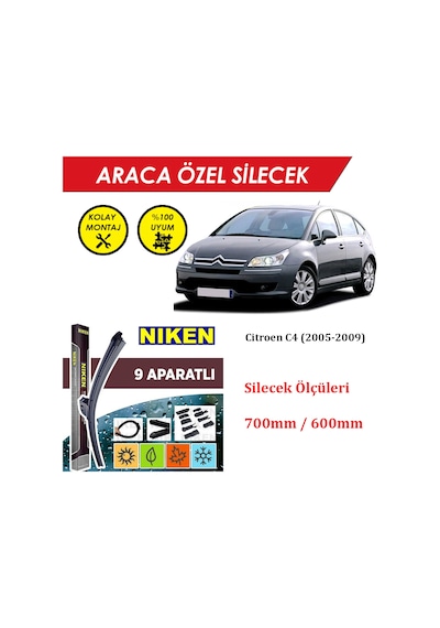 Citroen C4 Ön Cam Silecek Takımı 2005-2009