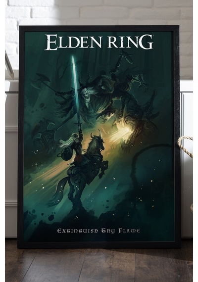 Elden Ring Siyah Ahşap Çerçeveli Poster, Dekoratif Oyun Duvar Tablosu