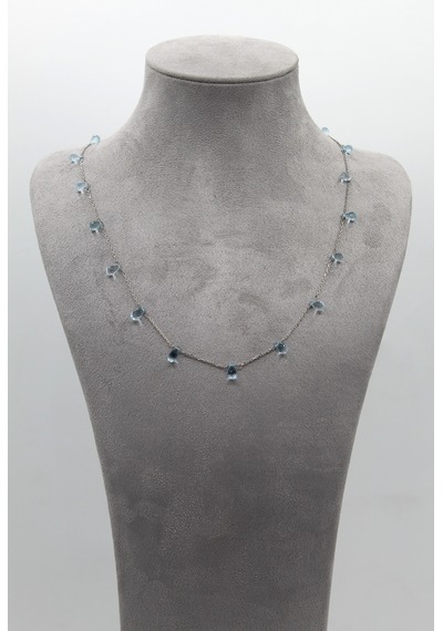 Doğan Diamond 925 Ayar Gümüş 14 Ct Yarı Değerli Doğal Blue Topaz Minimal Damla Taş Kolye - Collezione Azur