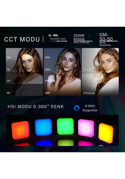 Şarjlı Led Selfie Işığı - 6000k Doğal Işık, Telefon/tablet/kamera Uyumlu 5.5w
