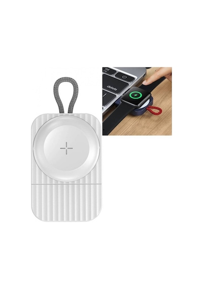 W26 Apple Uyumlu Watch Manyetik Taşınabilir Usb Şarj Cihazı Beyaz Type-c