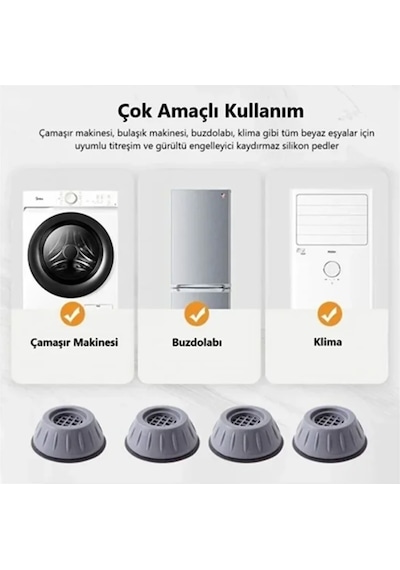 Gürültü Engelleyici Ve Kaymaz Titreşim Önleyici Kauçuk Ayak Pedleri Çamaşır Makinesi Stoper A1 Diğer