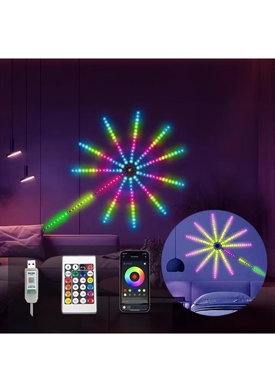 Sunup Sn-22231 Bluetooth Fişek Led Seti Sese Duyarlı Rgb Rengi Akıllı Şerit Işık 200+ Efektli Oda Aydınlatma Renkli