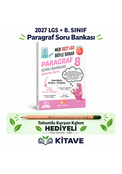 Sinan Kuzucu Yayınları 2027 Lgs 8.sınıf Paragraf Soru Bankası Tohumlu Kurşun Kalem Hediyeli