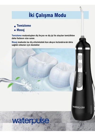 WaterPulse WP-V500-B Taşınabilir Şarjlı Masajlı Diş Protez Bakım ve Ağız Duşu