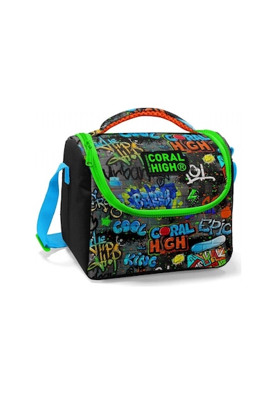 Coral High Erkek Çocuk Siyah Yeşil Grafiti Ilkokul Okul Beslenme