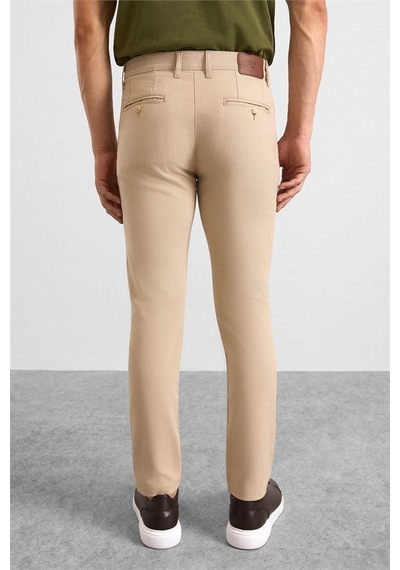 Süvari Bej Slim Düz Armürlü Normal Bel Klasik Pantolon Pn1014400473-bj3
