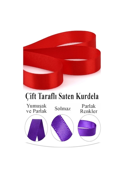 Mor Kurdele Saten 2 Cm 10 Metre 2 Adet Saten Kurdela Parlak Hediye Ve Süsleme Şeridi Süs Paketleme Çiçek Saç El