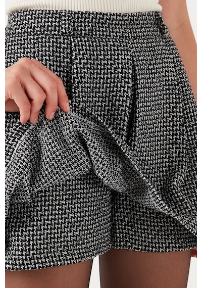 Lela Desenli Pamuklu Kışlık Mini Bayan Şort Etek 611Sr0046 Siyah