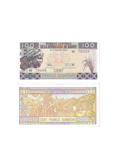 Yeni Gine 100 Cent Francs Yabancı Kağıt Para Çil Unc Koleksiyon Para