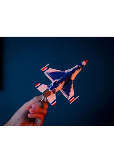 F-16 Uçak Kit Kart Maket Beyaz