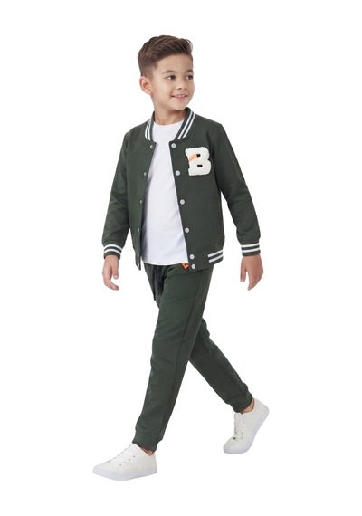 New Kids Erkek Çocuk Eşofman Takımı Yşl Mevsimlik Pamuklu Cepli-91221 Yeşil