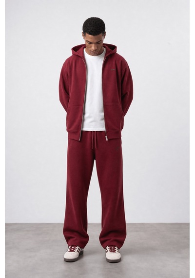 Erkek Respire Basic Oversize Zip Bordo