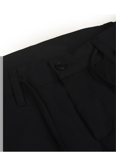 Deepsea Siyah Esnek Kumaş Slim Fit Beli Lastikli Günlük Spor Pantolon 2601070 Siyah