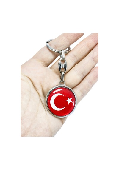 Türk Bayrağı Kırmızı Anahtarlık, Çift Taraflı Bombeli