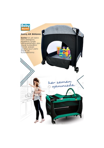 Baby Home Yeni Doğan Full 9 In 1 Set 1010 Travel Sistem Bebek Arabası 560 Bebek Oyun Parkı Yatak Beşik