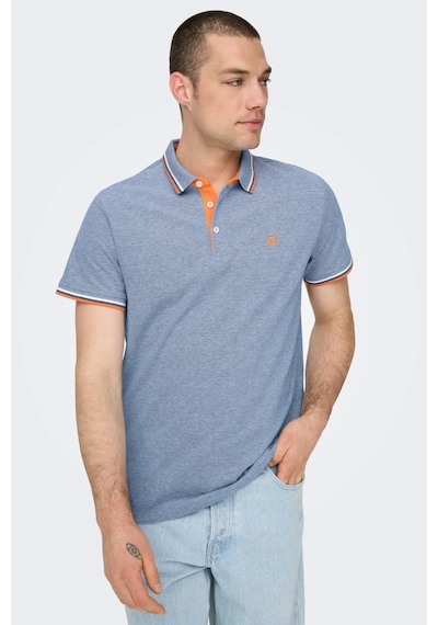 Only & Sons Erkek Onsfletcher Polo Yaka %100 Pamuk T-shirt 22024827 Mavi Mavi