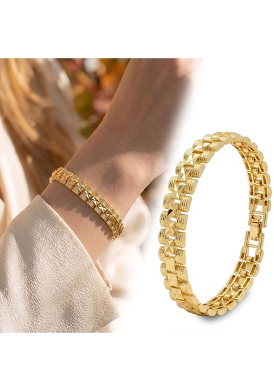 Premium Şık Ve Parlak Nexa 24k Gold Kaplama 8 Mm Kadın Bijuteri Bileklik 3183kbv5d3 - 18cm Altın