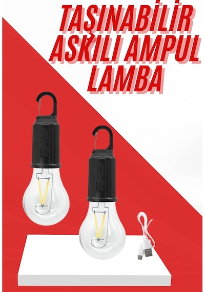 Şarjlı Aydınlatma Ampul Tasarımlı Ambians Işık Askılı Semeglbl - 97 Kamp Lambası