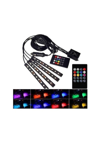 Oto Rgb İç Ambiyans Ledi Ayak Altı Led 12 Led Ayak Altı Aydınlatma Rgb