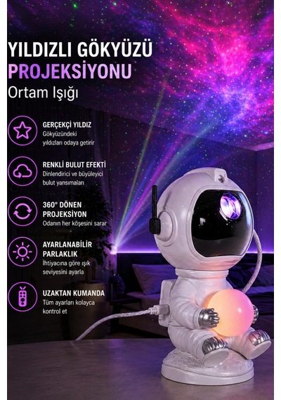 Glr Mxs-005 Astronot Galaksi Projektörü - Uzaktan Kumandalı & Bluetooth Müzik Çalarlı