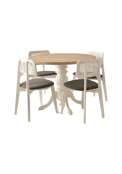 Ravello Baba Ayak Sabit Masa 90x90 Beyaz - Meşe Ravello Baba Ayak Sabit Masa 90x90 Beyaz - Meşe