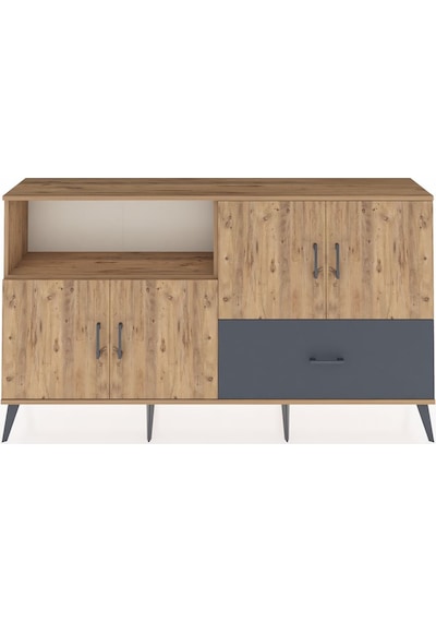Arges Konsol 4 Raflı Tek Çekmeceli 4 Kapaklı 176x30x99 Çam-çam/an Çam-çam/antrasit Arges Konsol 4 Raflı Tek Çekmeceli 4 Kapaklı 176x30x99 Çam-çam/an Çam-çam/antrasit