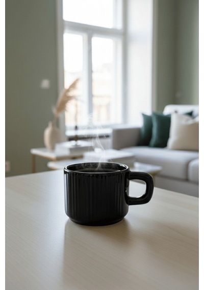 El Yapımı 260 Ml Siyah Parlak Seramik Mug Çay Kahve Kupası Mıt1301 siyah