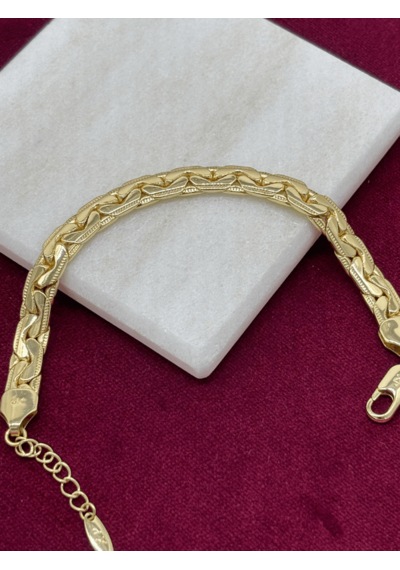 14 K Renginde Kalın Örgü Model Gold Bileklik Gold