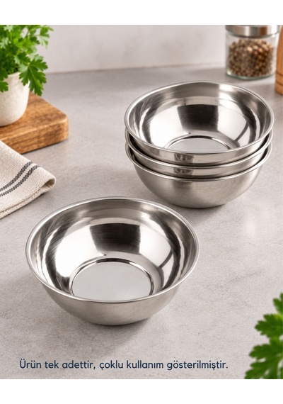 Çorba Kasesi 14,2 Cm Paslanmaz Çelik Metal Komposto Tatlı Cacık İkramlık Kase Gri